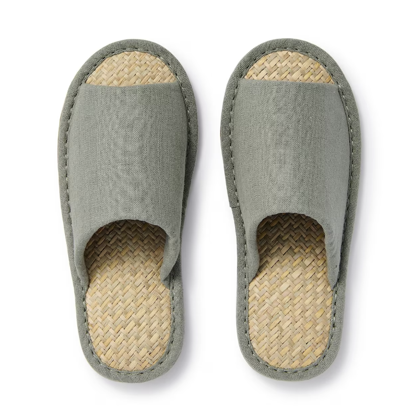 MUJI Natural Malai grass slippers Room Shoes front opening Japan