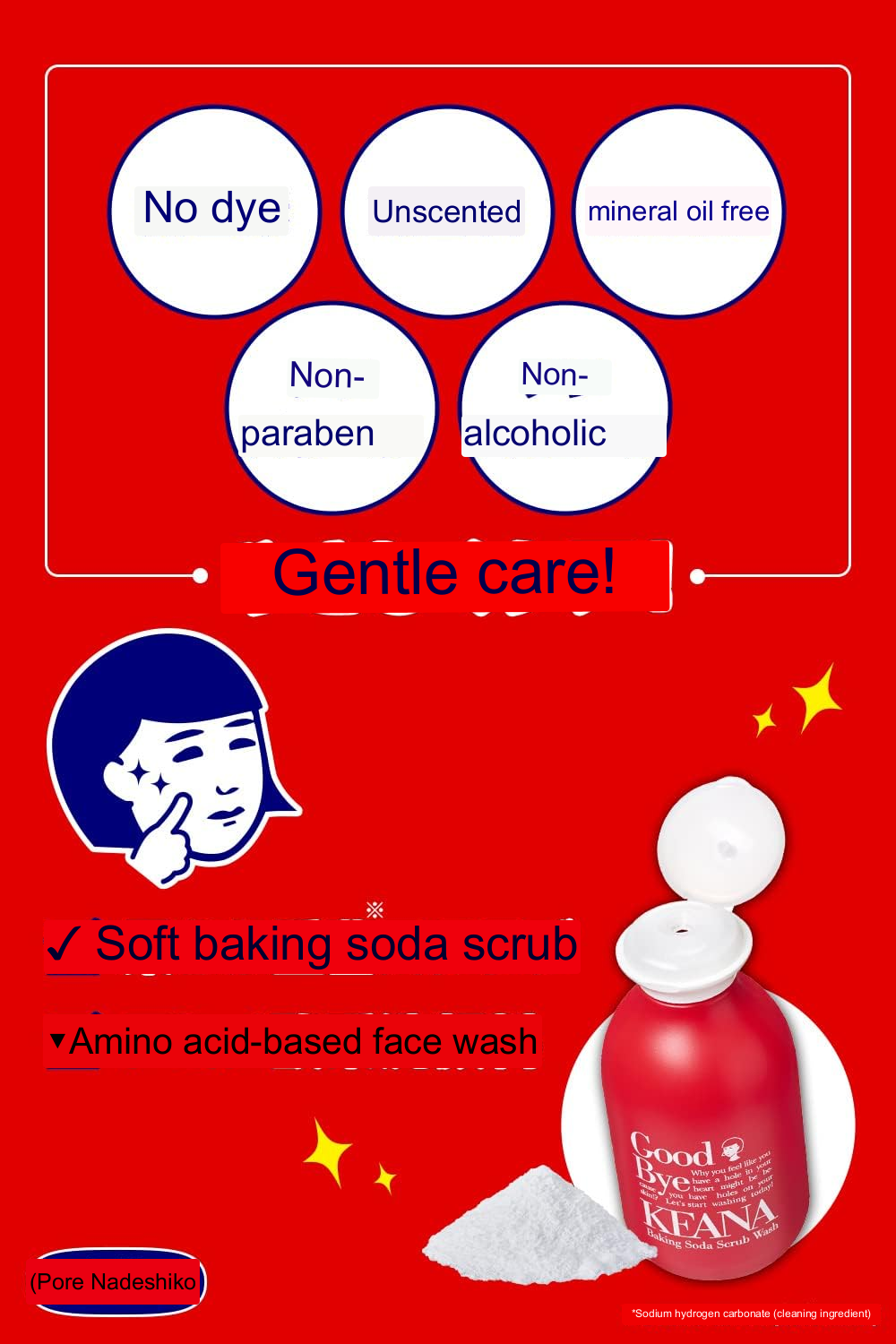 Keana Nadeshiko Baking Soda Scrub Facial Cleansing Powder 100g